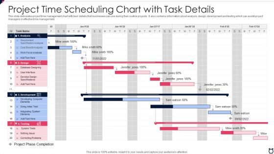 Project Time Scheduling Chart With Task Details Pictures PDF Project Time Scheduling Chart With Task Details Pictures PDF