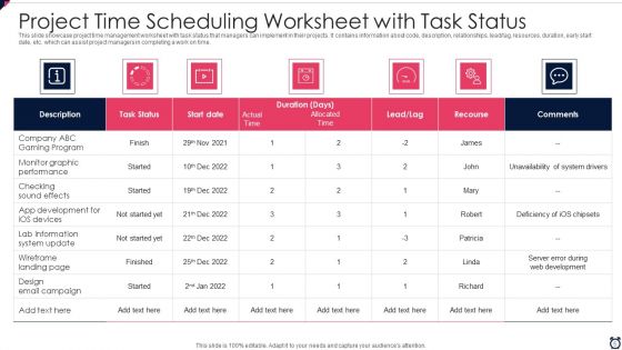 Project Time Scheduling Ppt PowerPoint Presentation Complete With Slides