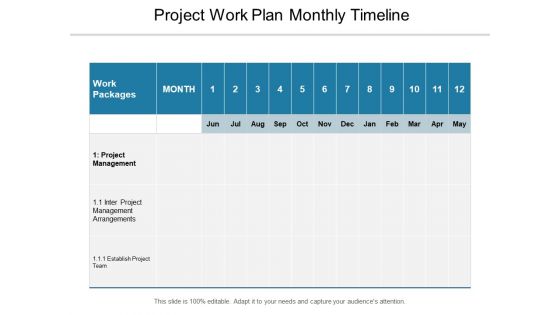 Project Work Plan Monthly Timeline Ppt PowerPoint Presentation File Layouts