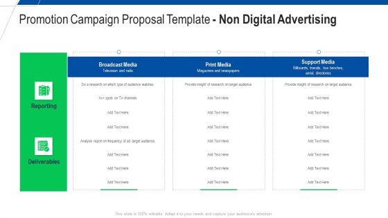Promotion Campaign Proposal Template Non Digital Advertising Ppt Pictures Guidelines PDF