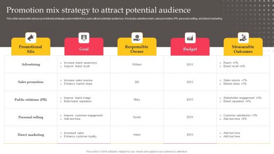 Promotion Mix Strategy To Attract Potential Audience Template PDF