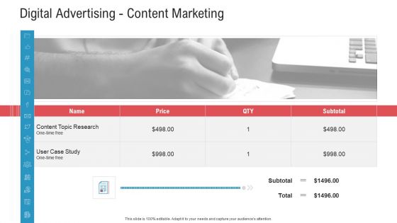 Promotion Strategy Outlining And Design Proposal Template Digital Advertising Content Marketing Information PDF