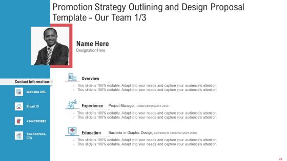 Promotion Strategy Outlining And Design Proposal Template Ppt PowerPoint Presentation Complete Deck With Slides