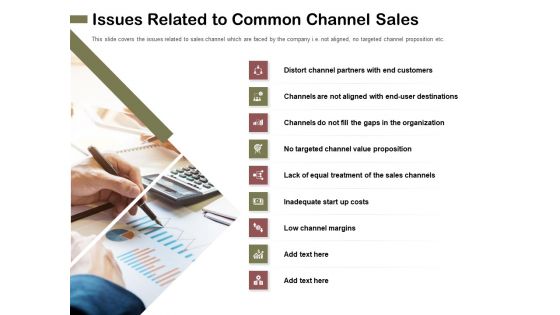 Promotional Channels And Action Plan For Increasing Revenues Issues Related To Common Channel Sales Infographics PDF