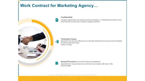 Promotional Services Work Contract For Marketing Agency Confidentiality Ppt Styles Graphics Download PDF