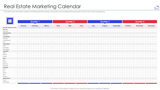 Promotional Strategies For Property Development Firm Real Estate Marketing Calendar Brochure PDF Promotional Strategies For Property Development Firm Real Estate Marketing Calendar Brochure PDF