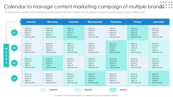 Promotional Techniques To Market Several Brands Among Target Groups Calendar To Manage Clipart PDF