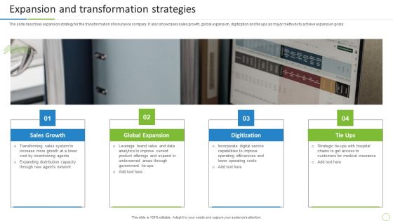 Property And Casualties Insurance Business Profile Expansion And Transformation Strategies Template PDF