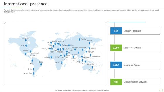 Property And Casualties Insurance Business Profile International Presence Brochure PDF