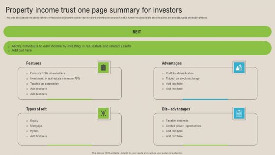 Property Income Trust One Page Summary For Investors Graphics PDF Property Income Trust One Page Summary For Investors Graphics PDF