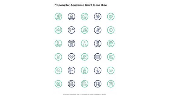 Proposal For Academic Grant Icons Slide One Pager Sample Example Document