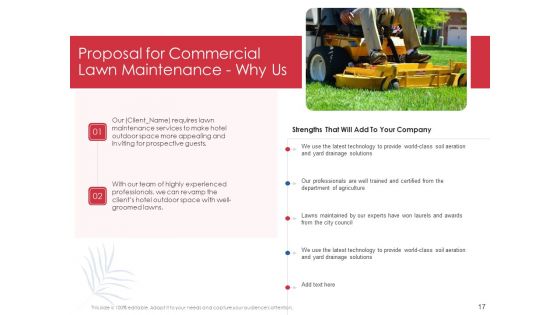 Proposal For Commercial Lawn Maintenance Ppt PowerPoint Presentation Complete Deck With Slides