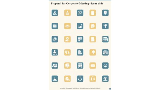 Proposal For Corporate Meeting Icons Slide One Pager Sample Example Document Proposal For Corporate Meeting Icons Slide One Pager Sample Example Document