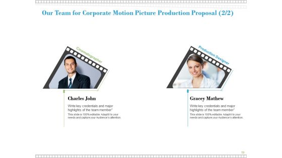 Proposal For Corporate Motion Picture Production Ppt PowerPoint Presentation Complete Deck With Slides