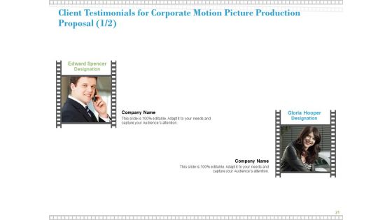 Proposal For Corporate Motion Picture Production Ppt PowerPoint Presentation Complete Deck With Slides