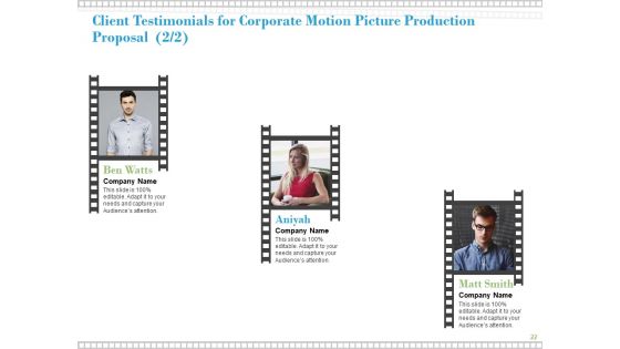 Proposal For Corporate Motion Picture Production Ppt PowerPoint Presentation Complete Deck With Slides