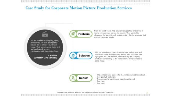 Proposal For Corporate Motion Picture Production Ppt PowerPoint Presentation Complete Deck With Slides