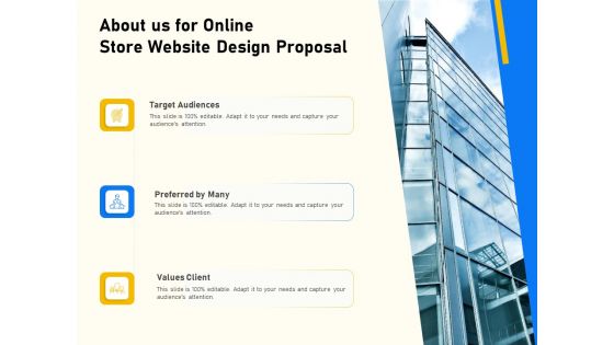 Proposal For Ecommerce Website Development About Us For Online Store Website Design Proposal Target Summary PDF