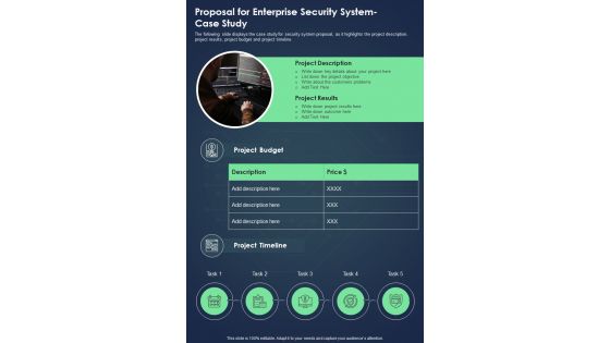 Proposal For Enterprise Security System Case Study One Pager Sample Example Document