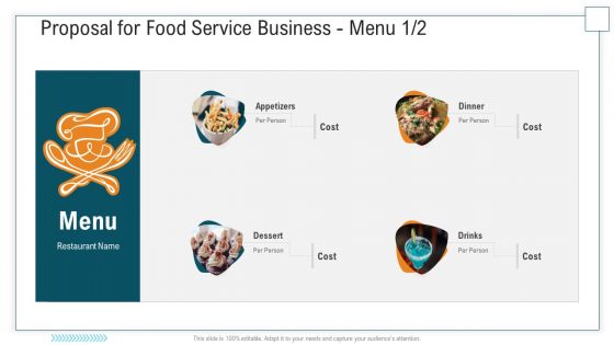 Proposal For Food Service Business Menu Cost Ppt Professional Gridlines PDF
