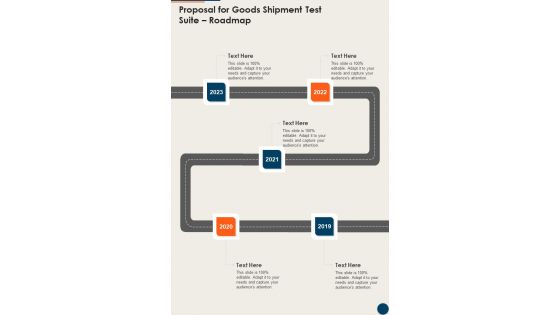 Proposal For Goods Shipment Test Suite Roadmap One Pager Sample Example Document