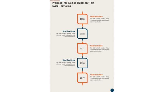 Proposal For Goods Shipment Test Suite Timeline One Pager Sample Example Document