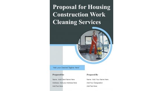 Proposal For Housing Construction Work Cleaning Services Example Document Report Doc Pdf Ppt