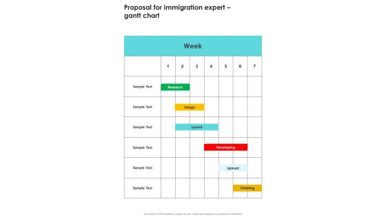 Proposal For Immigration Expert Gantt Chart One Pager Sample Example Document