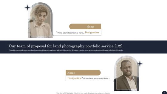 Proposal For Land Photography Portfolio Service Ppt PowerPoint Presentation Complete Deck With Slides