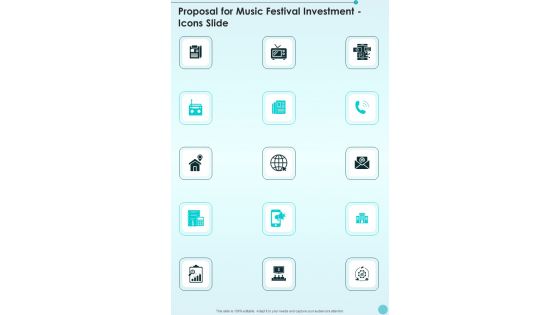 Proposal For Music Festival Investment Icons Slide One Pager Sample Example Document