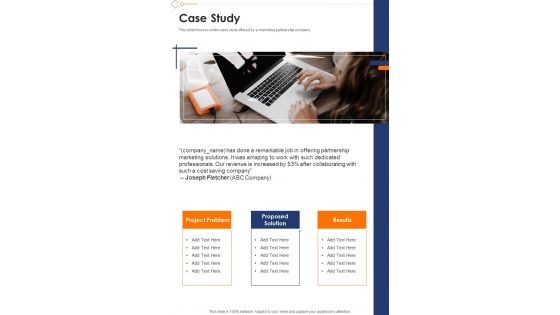 Proposal For Partnership Marketing Strategies Case Study One Pager Sample Example Document Proposal For Partnership Marketing Strategies Case Study One Pager Sample Example Document