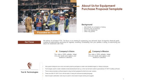 Proposal For Purchasing New Equipment Ppt PowerPoint Presentation Complete Deck With Slides