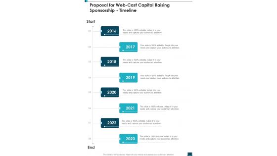Proposal For Web Cast Capital Raising Sponsorship Timeline One Pager Sample Example Document