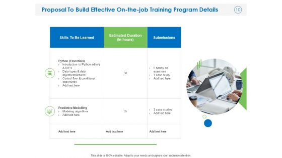 Proposal To Build Effective On The Job Training Program Ppt PowerPoint Presentation Complete Deck With Slides