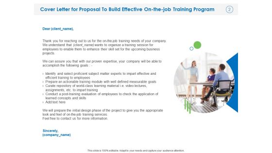 Proposal To Build Effective On The Job Training Program Ppt PowerPoint Presentation Complete Deck With Slides