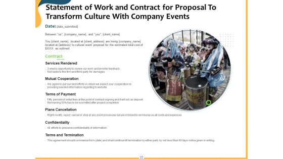 Proposal To Transform Culture With Company Events Ppt PowerPoint Presentation Complete Deck With Slides