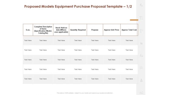 Proposed Models Equipment Purchase Proposal Cost Ppt Styles Layout PDF