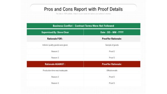 Pros And Cons Report With Proof Details Ppt PowerPoint Presentation File Slides PDF Pros And Cons Report With Proof Details Ppt PowerPoint Presentation File Slides PDF
