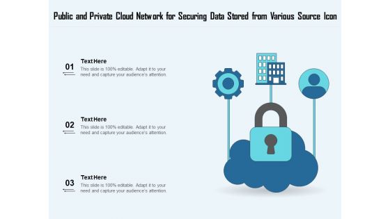 Public And Private Cloud Network For Securing Data Stored From Various Source Icon Ppt PowerPoint Presentation Icon Backgrounds PDF