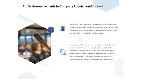 Public Announcements In Company Acquisition Proposal Ppt PowerPoint Presentation Professional Slides