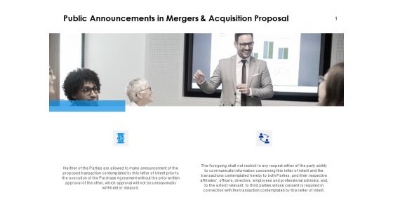 Public Announcements In Mergers And Acquisition Proposal Ppt PowerPoint Presentation Ideas Samples