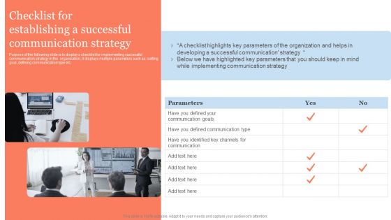 Public Relation Communication Strategic Checklist For Establishing A Successful Communication Clipart PDF