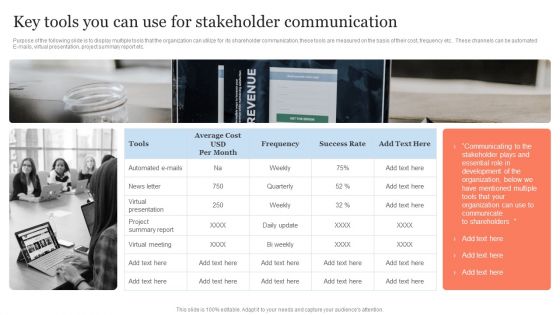 Public Relation Communication Strategic Key Tools You Can Use For Stakeholder Pictures PDF