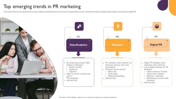 Public Relations Guide To Enhance Brand Credibility Top Emerging Trends In PR Marketing Guidelines PDF