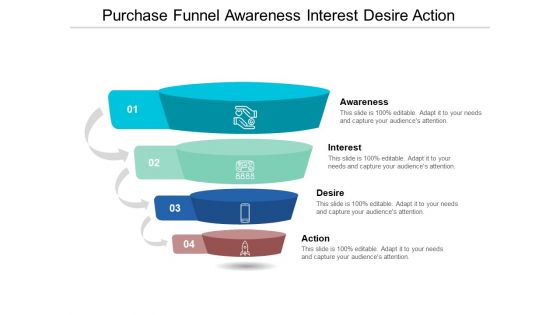 Purchase Funnel Awareness Interest Desire Action Ppt Powerpoint Presentation Pictures File Formats