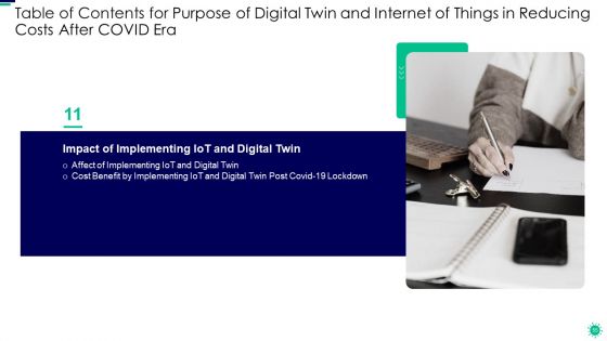 Purpose Of Digital Twin And Internet Of Things In Reducing Costs After COVID Era Ppt PowerPoint Presentation Complete Deck With Slides
