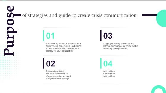 Purpose Of Strategies And Guide To Create Crisis Communication Template PDF