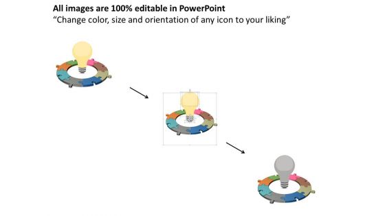 Puzzle Circle Around Idea Bulb Powerpoint Template
