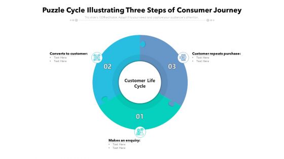 Puzzle Cycle Illustrating Three Steps Of Consumer Journey Ppt PowerPoint Presentation Professional Demonstration PDF