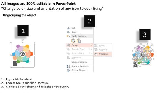 Puzzle Wheel Six Segments Diagram Powerpoint Template